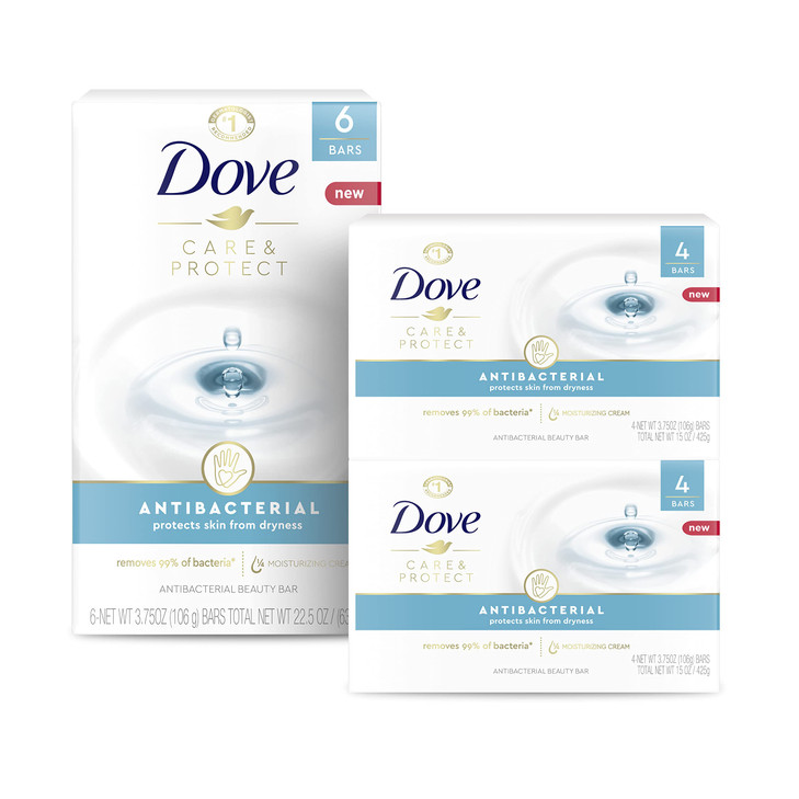 Dove Beauty Bar For All Skin Types Antibacterial Protects from Skin Dryness 375 oz 14 Bar