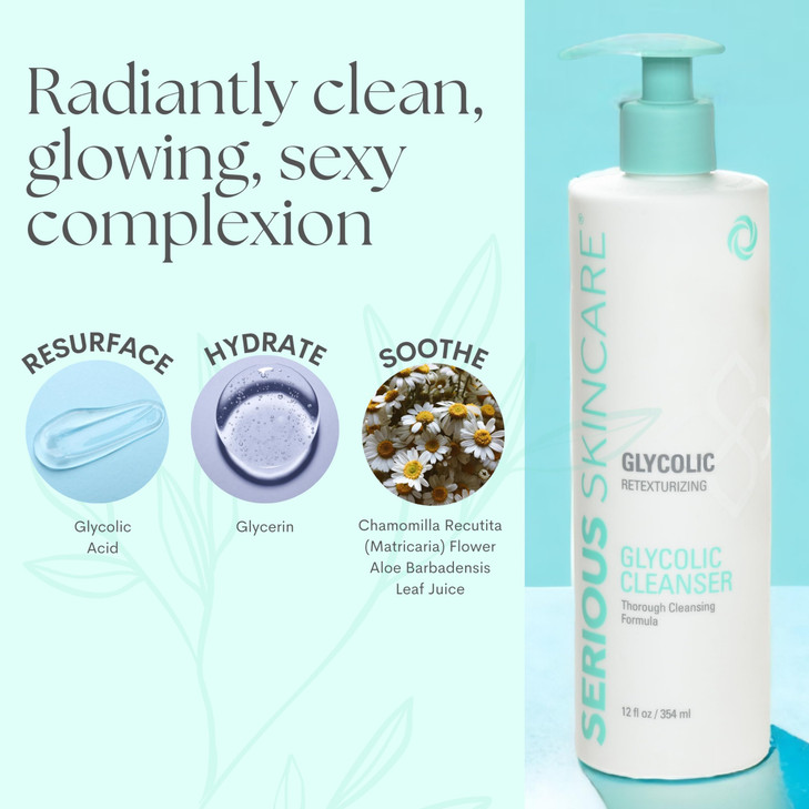 Serious Skincare Glycolic Cleanser Skin Exfoliating Face Wash 10 Glycolic Acid Deep Pore Purifying Removes Makeup Oil Bl