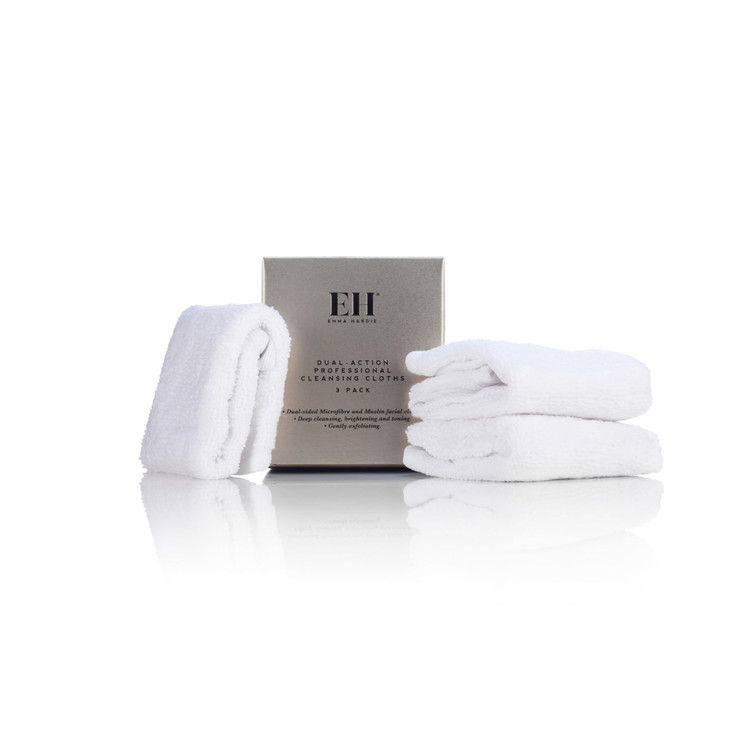 Emma Hardie 3 Pack Dual Action Microfibre Muslin Cleansing Cloths Perfect for Removing Cleansing Products Gentle Exfolia