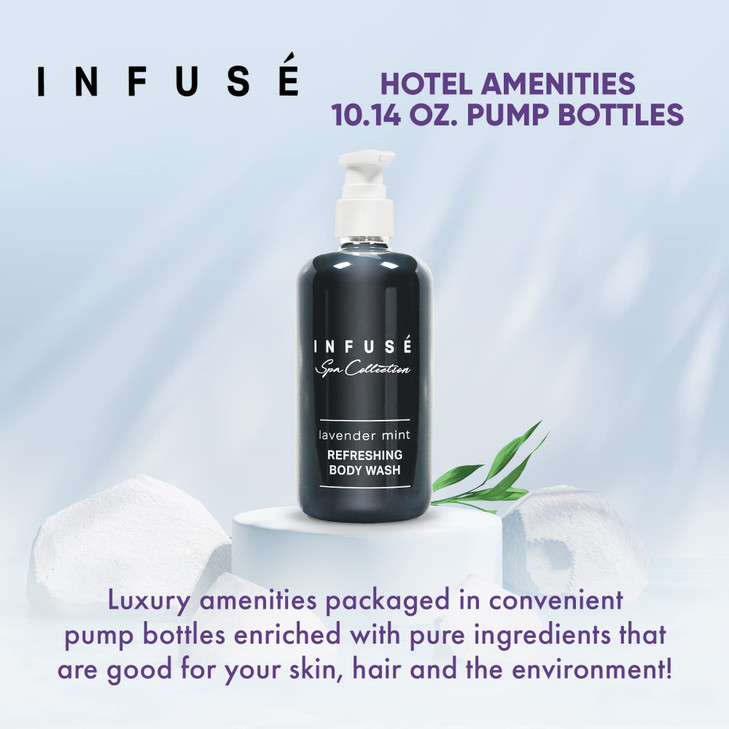 1Shoppe AllinKit Infuse Lavender Mint Body Wash Spa Collection Hotel Amenities in Pump Bottle 1014 oz 300 ml 4 Bottles