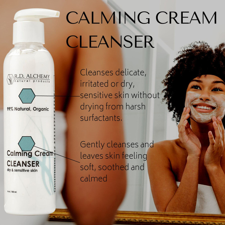 RD Alchemy 100 Natural Organic Calming Cream Cleanser Sulfate Free Face Wash for Dry Sensitive Skin Soothing while Clean