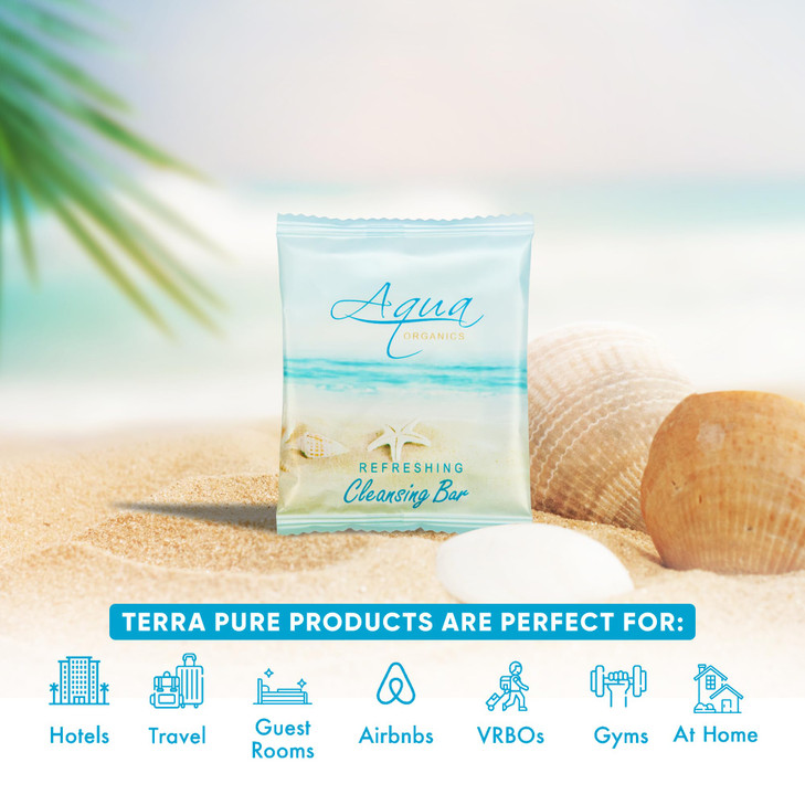 1Shoppe AllinKit Aqua Organics Bar Soap Travel Size Beach Hotel Amenities 05 oz Case of 100