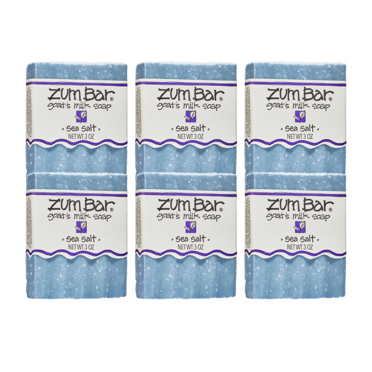 Zum Indigo Wild Goats Milk Soap Bar Bar Soap for Hands Body Made with Essential Oils 3 oz Sea Salt 6 Pack