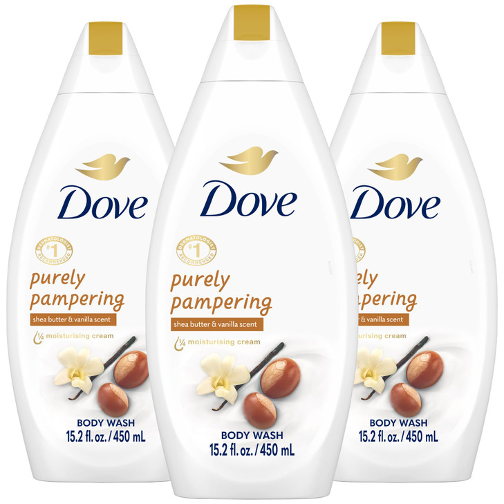 Dove Body Wash 3Pack Purely Pampering Shea Butter Warm Vanilla for Softer Smoother Skin 152 Oz Ea