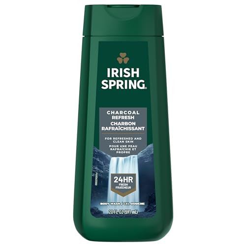 Irish Spring Mens Body Wash Shower Gel Charcoal Refresh 20 Fl Oz Pack of 4