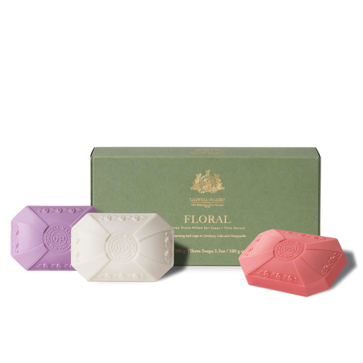 CaswellMassey Lilac Gardenia Honeysuckle Scents Natural Bar Soap Gift Set for Women Moisturizing Body Soap Bars with Ess
