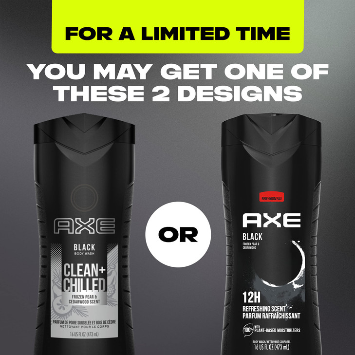 AXE Body Wash Black 4 Count 12h Refreshing Scent Cleanser Frozen Pear Cedarwood Mens Body Wash with 100 PlantBased Moist