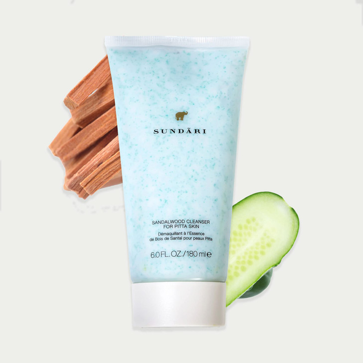 SUNDARI Sandalwood Cleanser 60 Fl Oz Ayurvedic Face Wash with Jojoba Beads Removes Impurities Exfoliates For NormalCombi