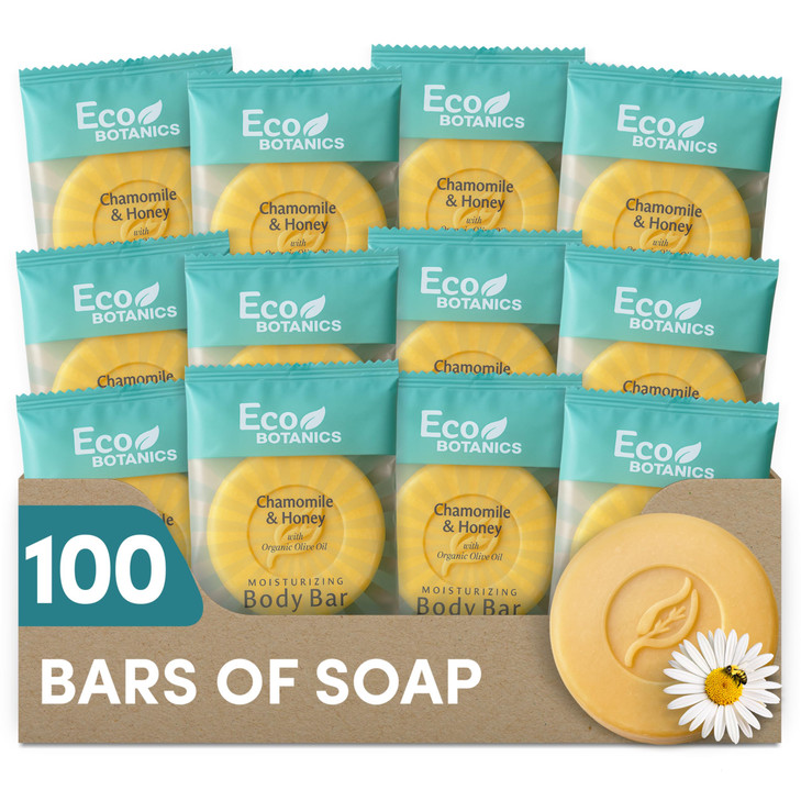 Eco Botanics Travel Size Hotel Toiletry Set 100 Count 085 oz Bottles Guest Amenities for Vacation Rentals and Short Term