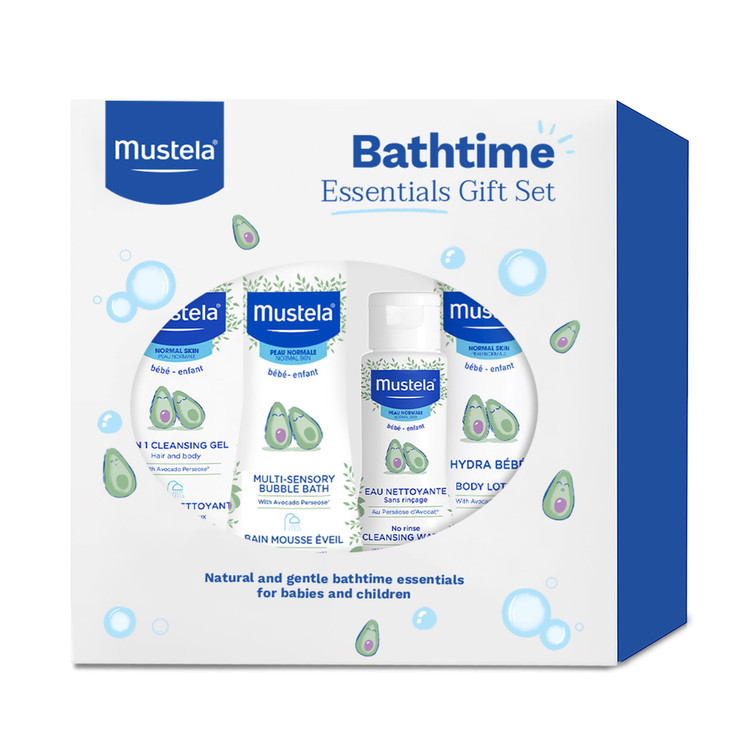 Mustela Baby Bath Time Essentials Gift Set Natural PlantBased Baby Skin Care 4 Items Set