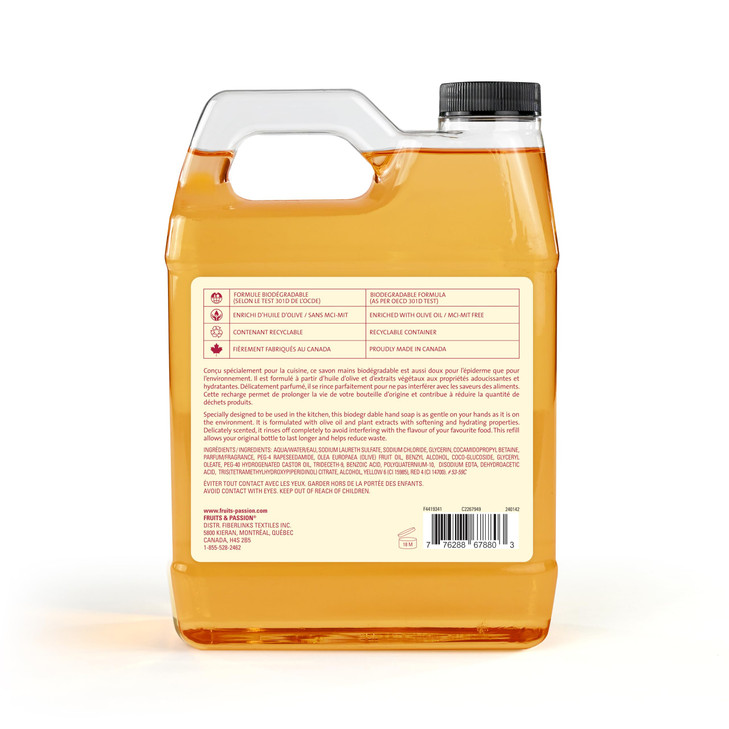 Cucina Hand Soap Refill Sanguinelli Orange Fennel with Olive Oil 1 Liter 338 fl oz Large Refill for Kitchen Bathroom Bio