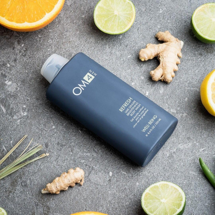 Organic Male OM4 Refresh Lime Ginger Brightening Body Wash Mens bodycare with Vitamin C to Cleanse and Nourish
