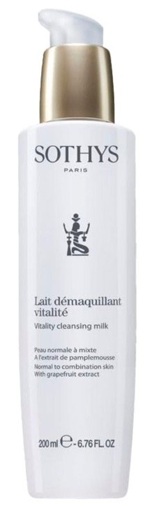 SOTHYS Vitality Cleansing Milk Refreshing Daily Face Cleanser Hydrating Grapefruit Extract for Normal or Combination Ski