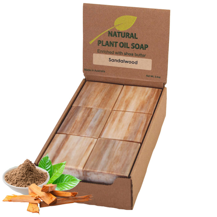 SSA Sandalwood Soap Bars 12 Pack 35oz Each Australian Moisturizing Natural Triple Milled Bar Soap Enriched with Organic