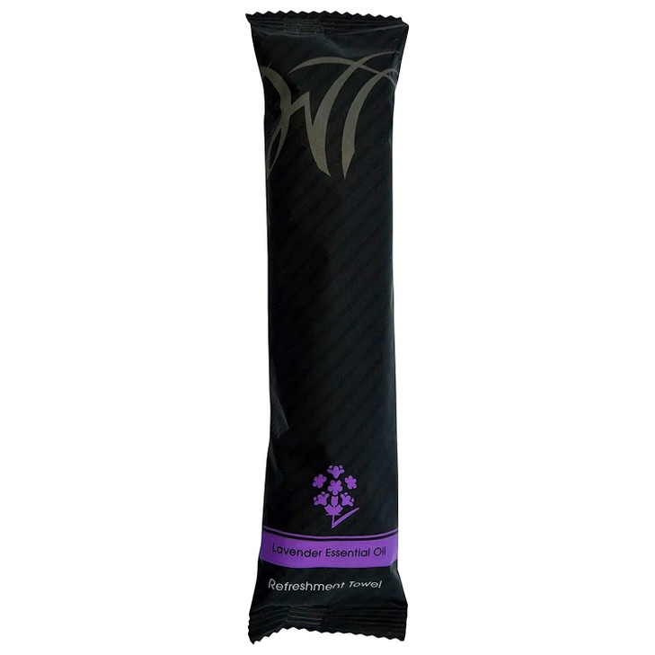 White Towel Services 8 x 8 inch Moist Cotton Towel Individually Wrapped Lavender Case of 50