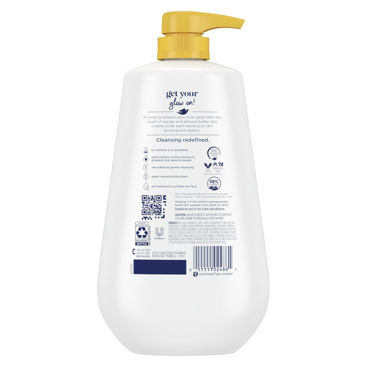 Dove Body Wash with Pump 3 Count Glowing Mango Almond Butter for Renewed HealthyLooking Skin Gentle Skin Cleanser with 2