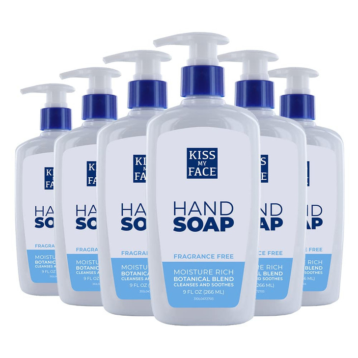 Kiss My Face Fragrance Free Liquid Hand Soap Vegan and Cruelty Free Hand Wash Soap 9 Fl Oz Bottle with Pump Dispenser Fr