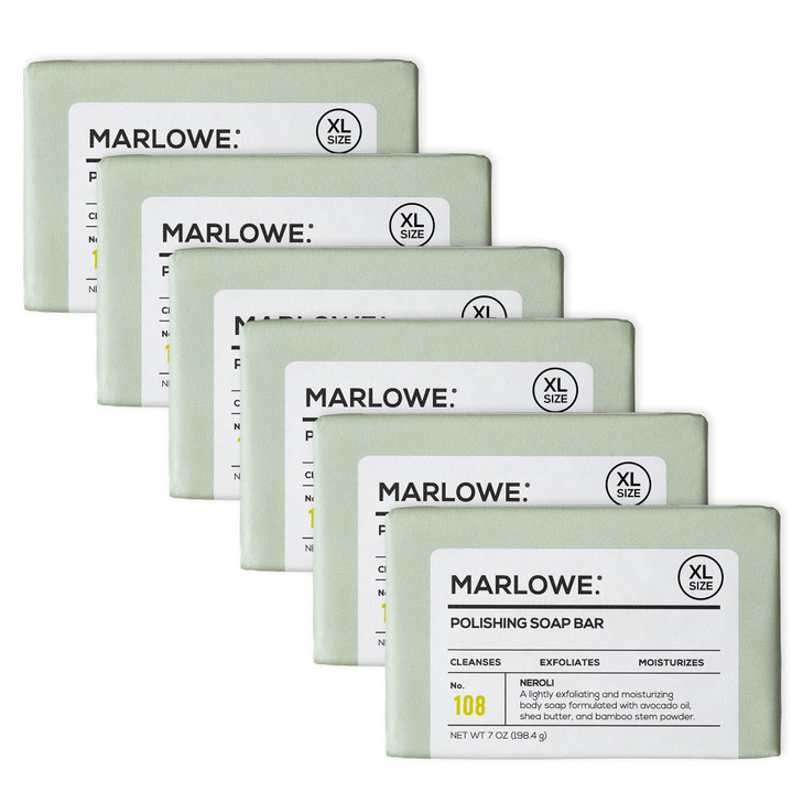 MARLOWE No 108 Lightly Exfoliating Soap Bar 7oz 6 Bars Polishing Moisturizing Cleansing Bar Soap for Men Made with Natur