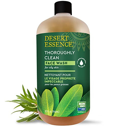 Desert Essence Thoroughly Clean Face Wash Original 32 Fl Oz Pack of 2 Tea Tree Oil For Soft Radiant Skin Gentle Cleanser
