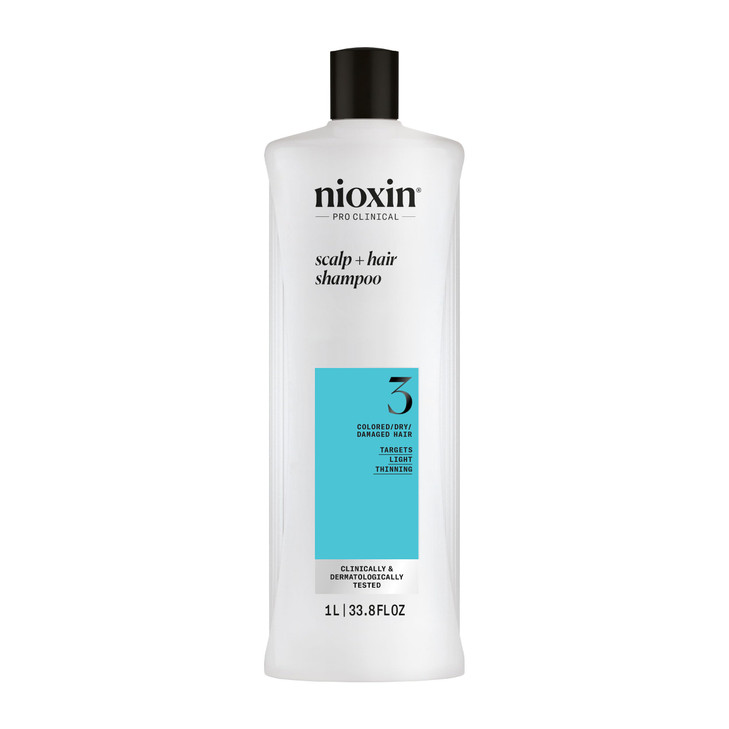 Nioxin System 3 Scalp Hair Shampoo For Colored or Damaged Hair with Light Thinning With Niacinamide and Biotin 338 Fl oz
