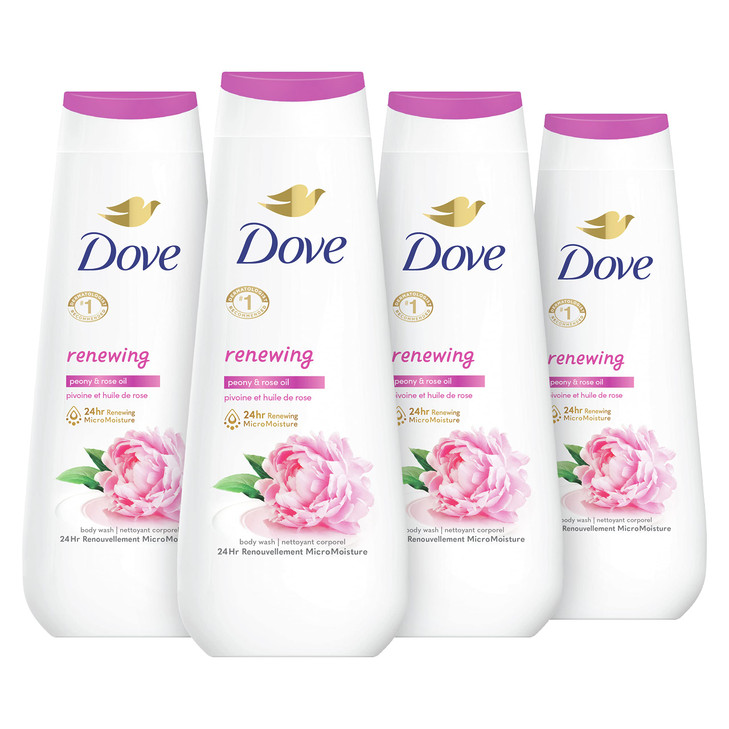 Dove Body Wash 4 Count Renewing Peony and Rose Oil for Renewed HealthyLooking Skin Gentle Skin Cleanser with 24hr Renewi