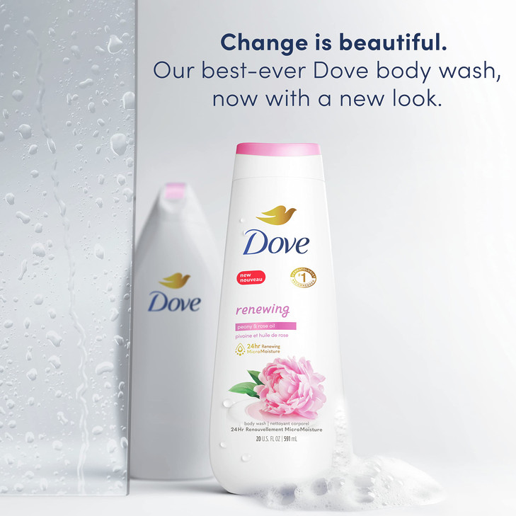 Dove Body Wash 4 Count Renewing Peony and Rose Oil for Renewed HealthyLooking Skin Gentle Skin Cleanser with 24hr Renewi