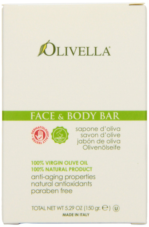 Olivella Face and Body Soap Scented AllNatural 100 Virgin Olive Oil from Italy 529Ounce Bars Pack of 12