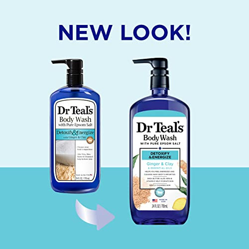 Dr Teals Body Wash with Pure Epsom Salt Detoxify Energize with Ginger Clay 24 fl oz Pack of 4