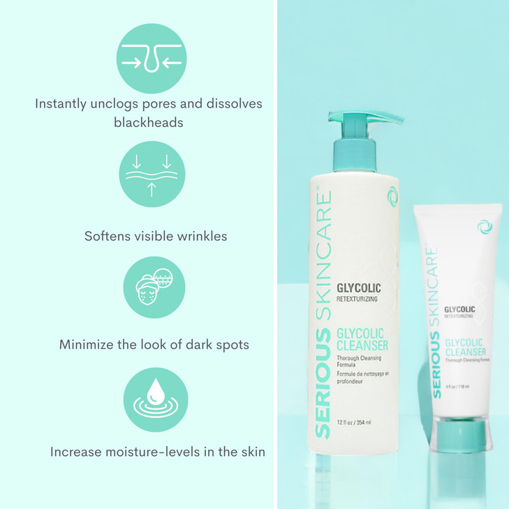 Serious Skincare Glycolic Acid Cleanser Exfoliating Face Wash10 Glycolic Acid Deep Pore Purifying Removes Makeup Oil and