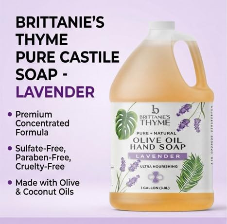 Brittanies Pure Organic Castile Liquid Olive Oil Soap Refill Face Body Wash Dishes Pets Laundry Vegan Gluten Free NonGMO