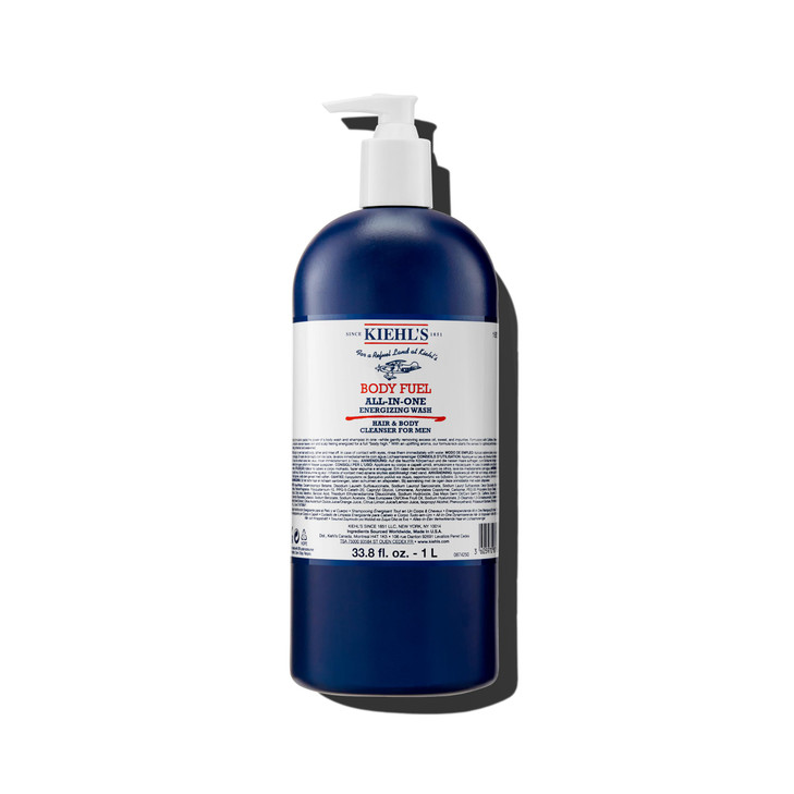 Kiehls Body Fuel AllinOne Energizing Body Wash Shampoo for Men with Menthol Caffeine Vitamin E Vitamin C Gently Removes