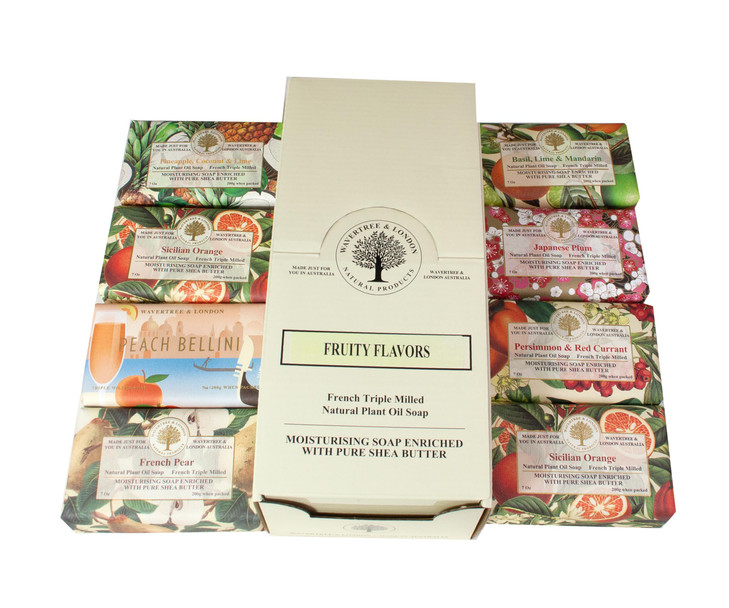 Wavertree London Assorted Fruity Scents Natural Soap Bars Pack of 8 7oz Moisturizing Triple Milled Soap Bars Enriched wi