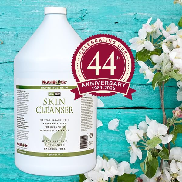 NutriBiotic Sensitive Skin NonSoap Skin Cleanser 1 Gallon with GSE Citricidal pH Balanced Hypoallergenic Biodegradable F