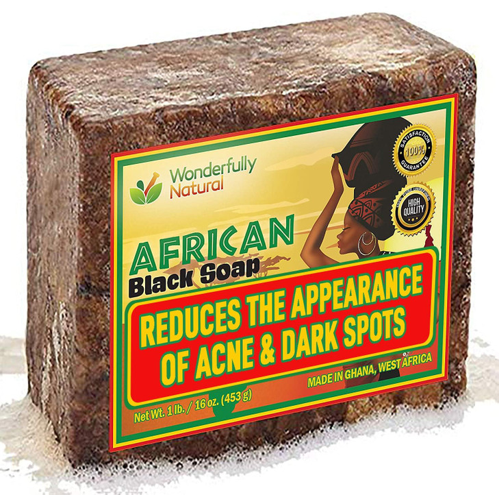 Wonderfully Natural Organic African Black Soap 5 Pound Best for Acne Eczema Dry Skin Psoriasis Scars Dermatitis White He