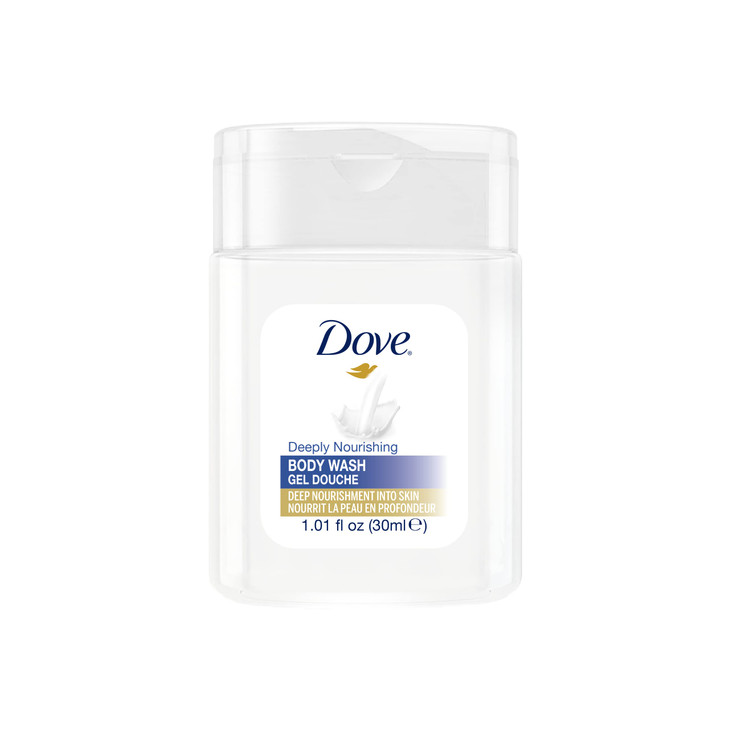 Dove 30 ml 1oz Essential Body Wash for Hotels Motels Hospitality and Household Use Case of 192
