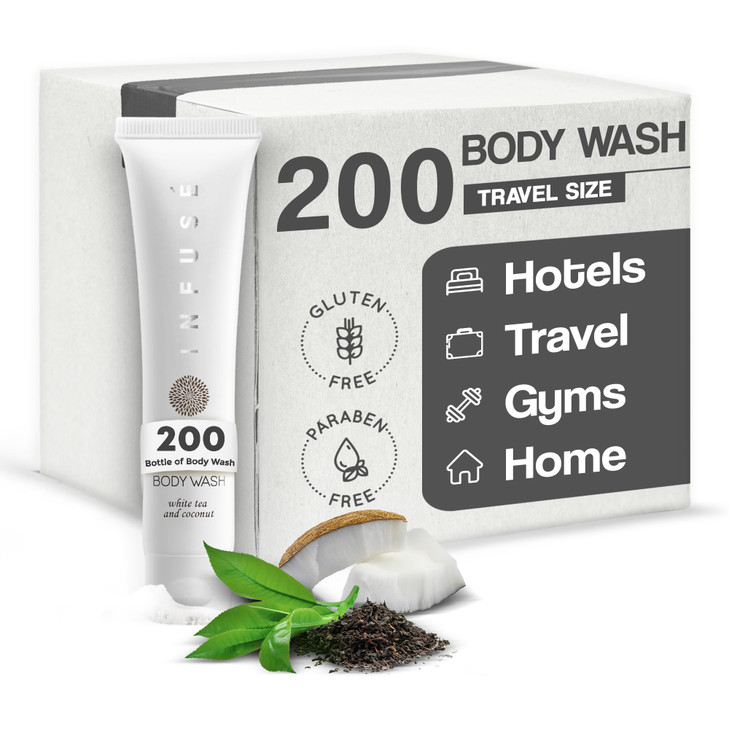 Travel Size Hotel Body Wash 200 Count 1 oz Bottles Guest Amenities for Hotels Vacation Rentals and Short Term Rentals Pa