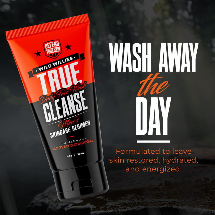 Wild Willies Mens Face Wash Scrub 5oz Premium Exfoliating Mens Facial Wash with Activated Charcoal Deep Cleanse Dirt Oil