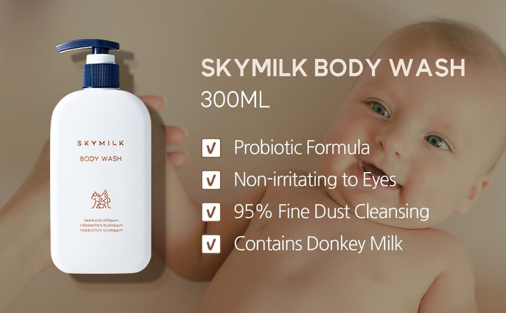 SKYMILK ProPrebiotic Body Wash with Donkey Milk 300 ml 1014 FlOz Gentle Moisturizing pH Balanced NonIrritating Hypoaller