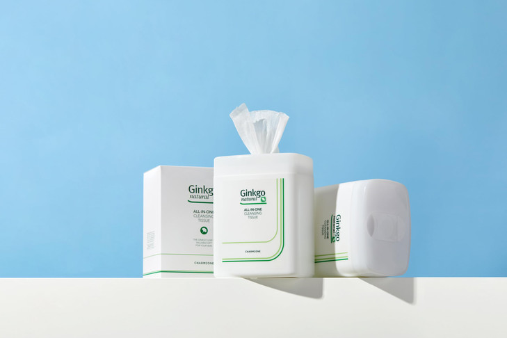 CHARMZONE Ginkgo Natural Cleansing Tissue AllinOne Makeup Remover Moisturizing Face Wipes Gentle Botanical Formula Miner