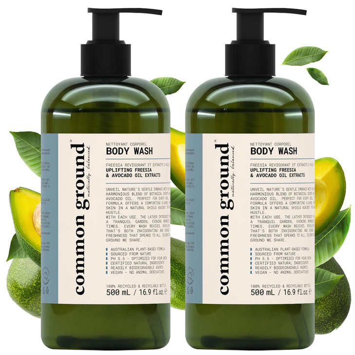 COMMON GROUND Natural Body Wash Paraben Cruelty Free Vegan PlantBased Botanical Freesia Scent Avocado Oil Extracts All S