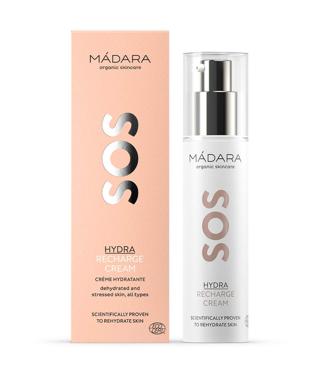 Madara SOS Hydra Recharge Face Moisturizer Cream 50 ml Hyaluronic Acid Northern Peony Linseed Hydrating Day Night Cream