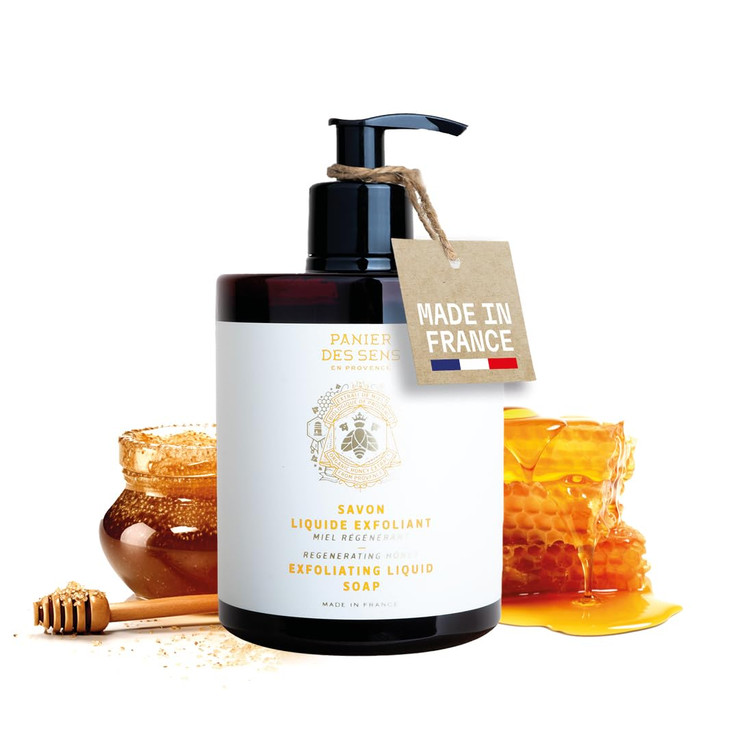 Panier des Sens Moisturizing Liquid Hand Soap Honey Exfoliating Hand Wash French Marseille Soap with Coconut Oil Refilla