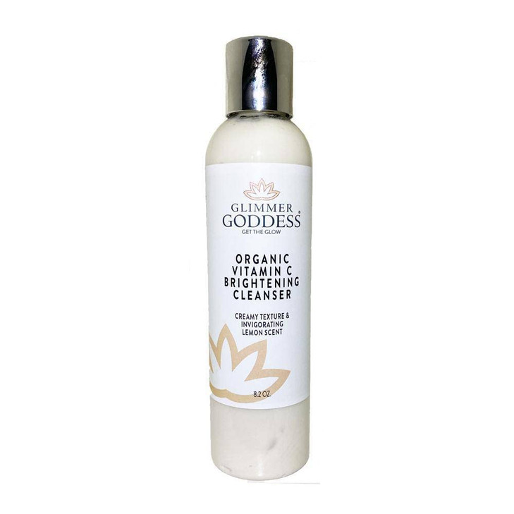 GLIMMER GODDESS Organic Vitamin C Facial Cleanser with Aloe Jojoba Hydrating Refreshing 8 oz