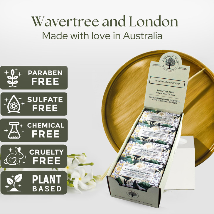 Wavertree London Frangipani and Gardenia Scented Natural Soap 8 Bars 7oz Moisturizing French Triple Milled Soap Bars enr