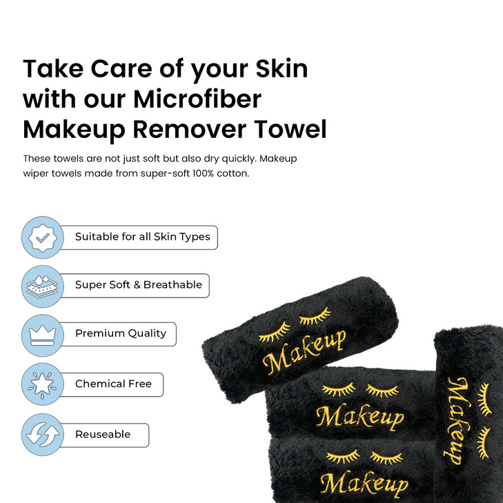 URBLUX Microfiber Makeup Remover Washcloths Set of 6 Soft Reusable Face Towels for Makeup Removal EcoFriendly Embroidere