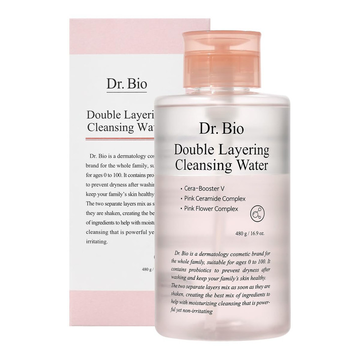 Dr Bio Double Layering Cleansing Water 169oz480ml Face Cleanser and Makeup Remover Micellar Cleansing Water for Sensitiv
