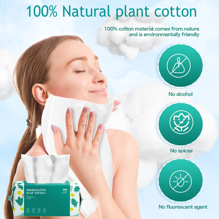Soft Disposable Face Towel Cotton Facial Dry Wipes 100 Count Cotton Dry Wipes for Washing and DryingFacial Tissue for Cl