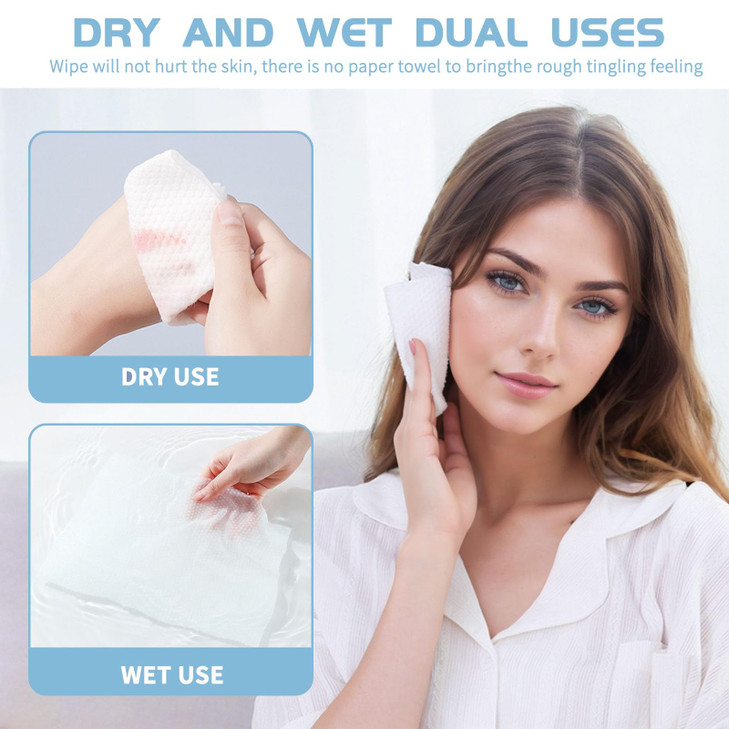Cotton Facial Dry Wipes 100 Count Deeply Cleansing Disposable Face Towel Wash Cloth MultiPurpose for Skin Care Makeup an