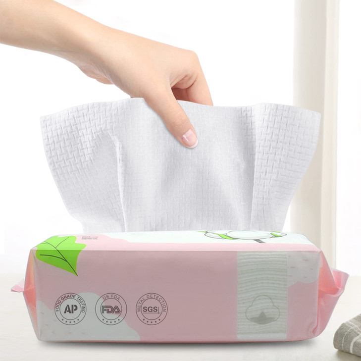GothicBride Disposable Face Towel Dry Wipes 100 Cotton Facial Tissue Lint Free Facial Cleansing Towels Super Absorbent D