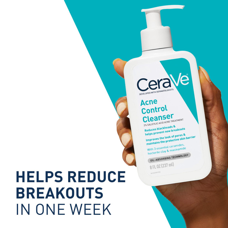 CeraVe Acne Control Cleanser 2 Salicylic Acid Treatment Formulated With Niacinamide Ceramides Oil Absorbing Clay Gentle